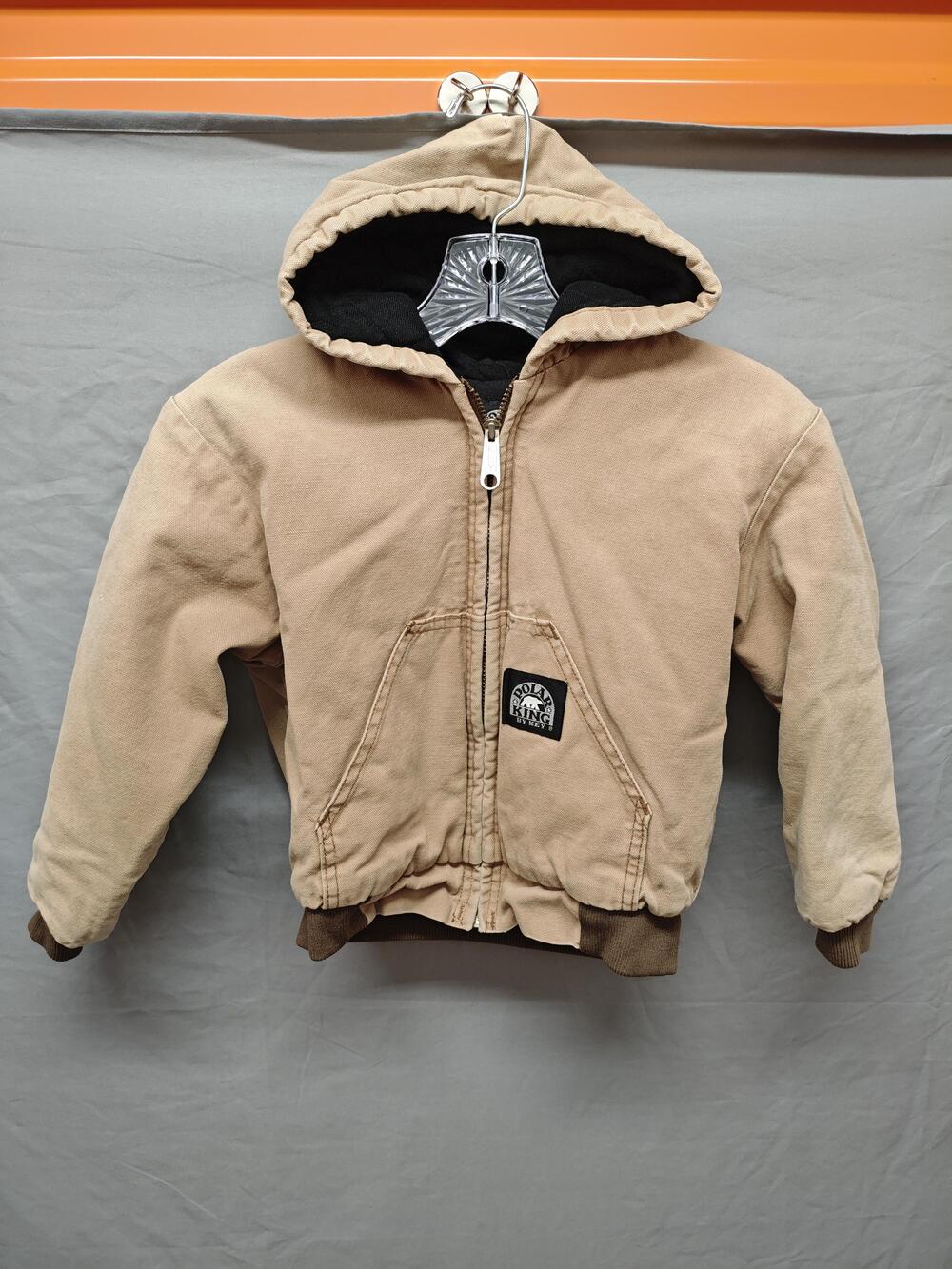 Polar King by Key Jacket Youth Small Tan Hooded Canvas Insulated Workwear USA